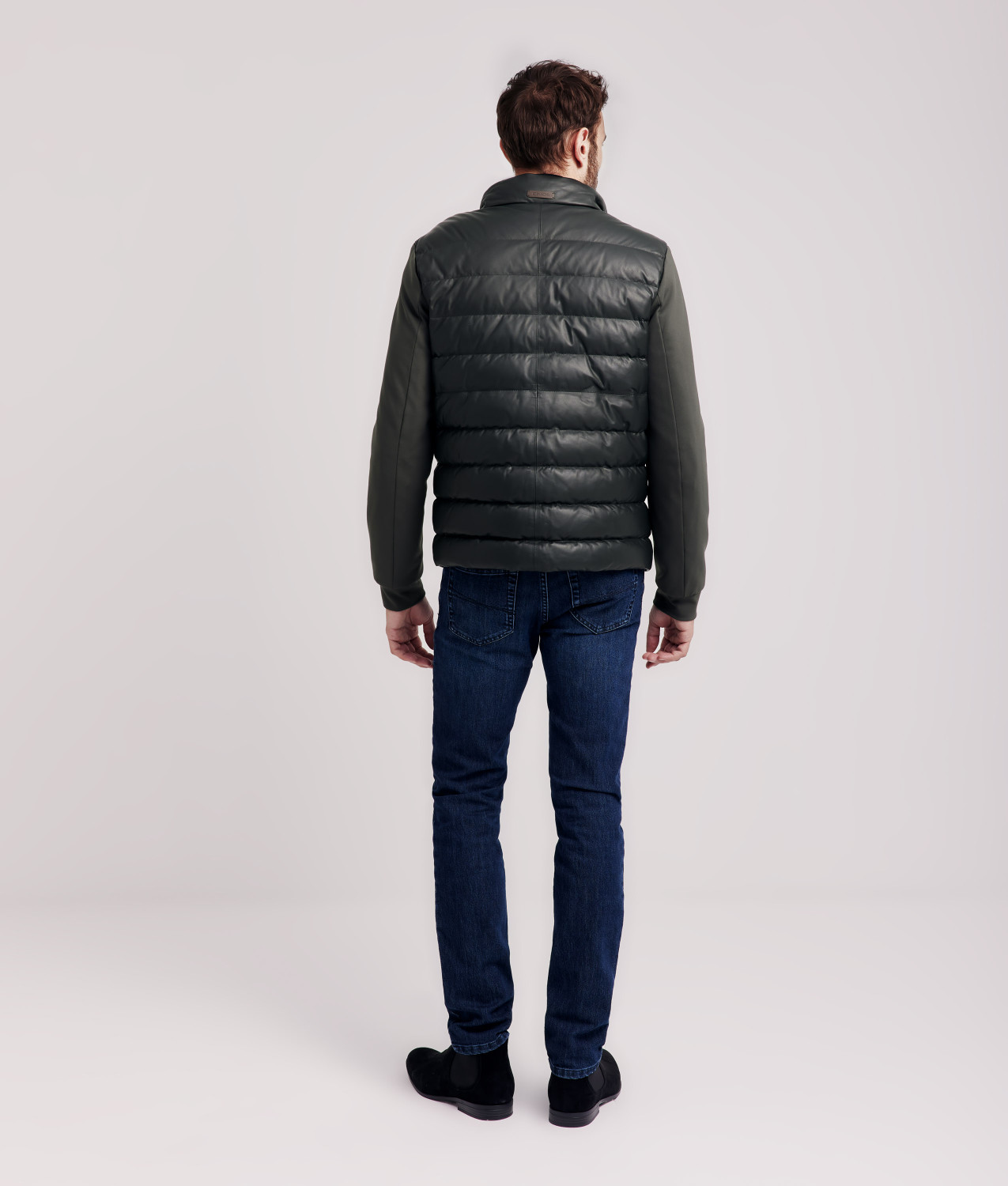 MAN HOODED DOWN JACKET IN QUILTED DARK GREEN LAMB NAPPA
