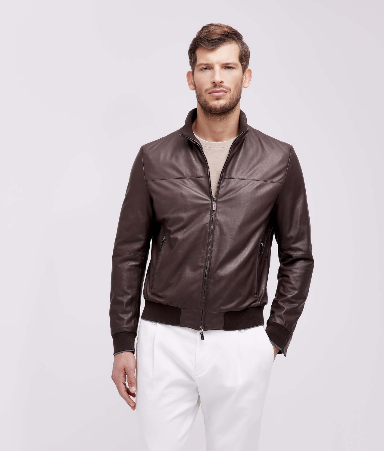 Men's brown leather jacket - Made in Italy - Gimo's
