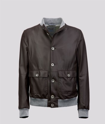Men's dark brown leather jacket - Made in Italy - Gimo's