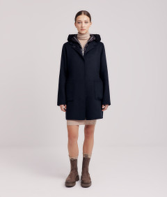 cappotto donna nero in lana double sfoderato  