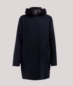 cappotto donna nero in lana double sfoderato  