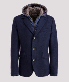 giacca blazer uomo blu in lana infeltrita  