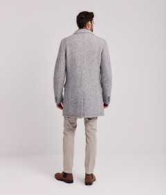 cappotto uomo grigio chiaro in lana infeltrita  