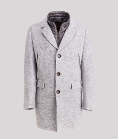 cappotto uomo grigio chiaro in lana infeltrita  